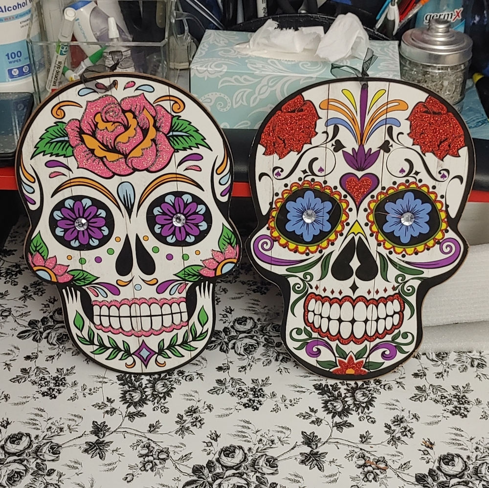 2 Sugar Skull Wall Decors